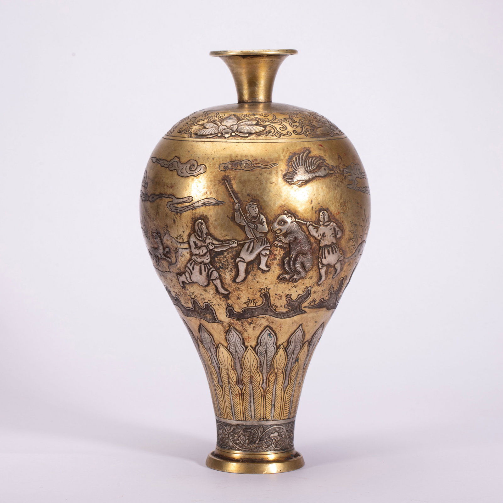 Chinese Parcel-Gilt Bronze Figural Vase (1 of 10)