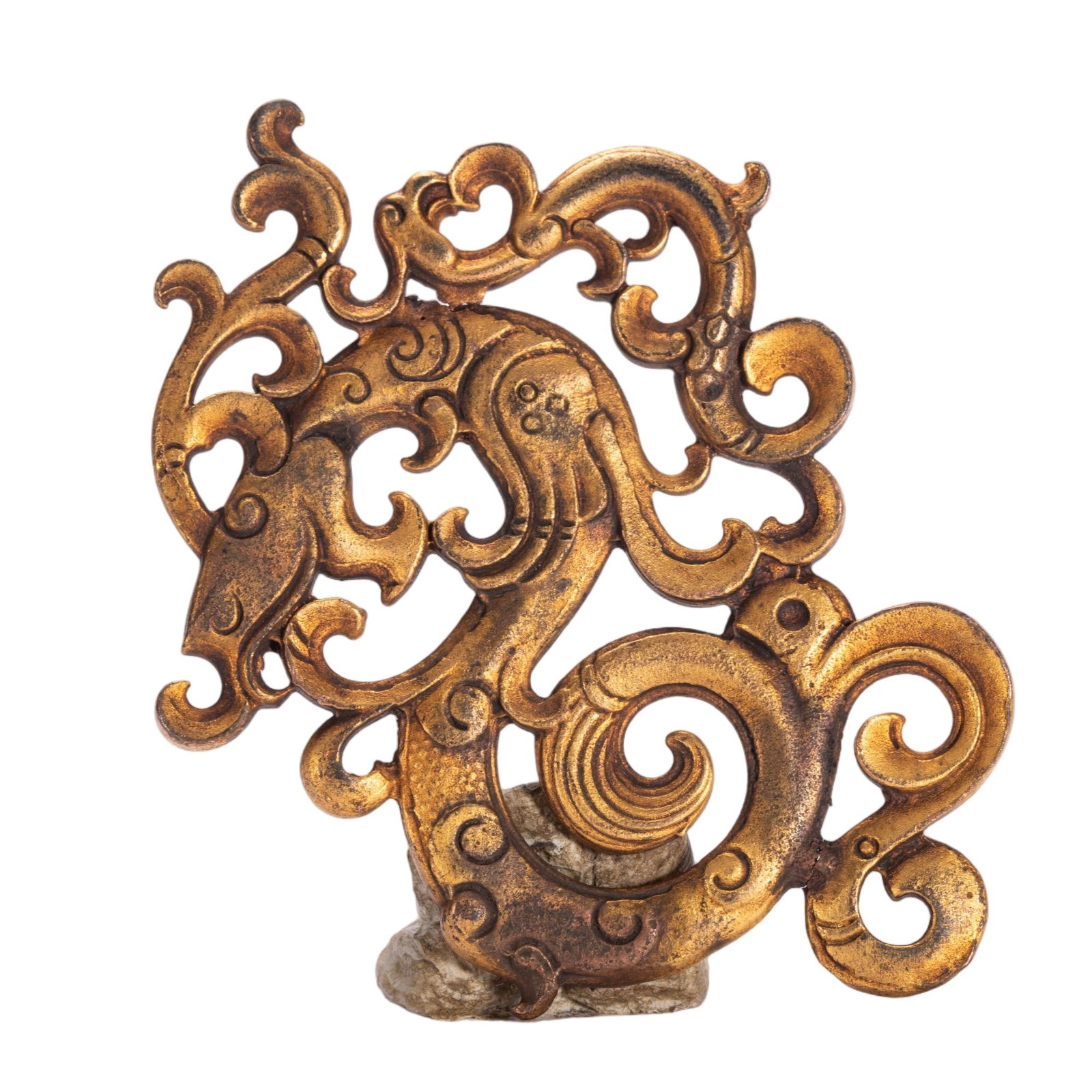 Chinese Gilt Bronze Openwork Dragon Plaque (1 of 6)