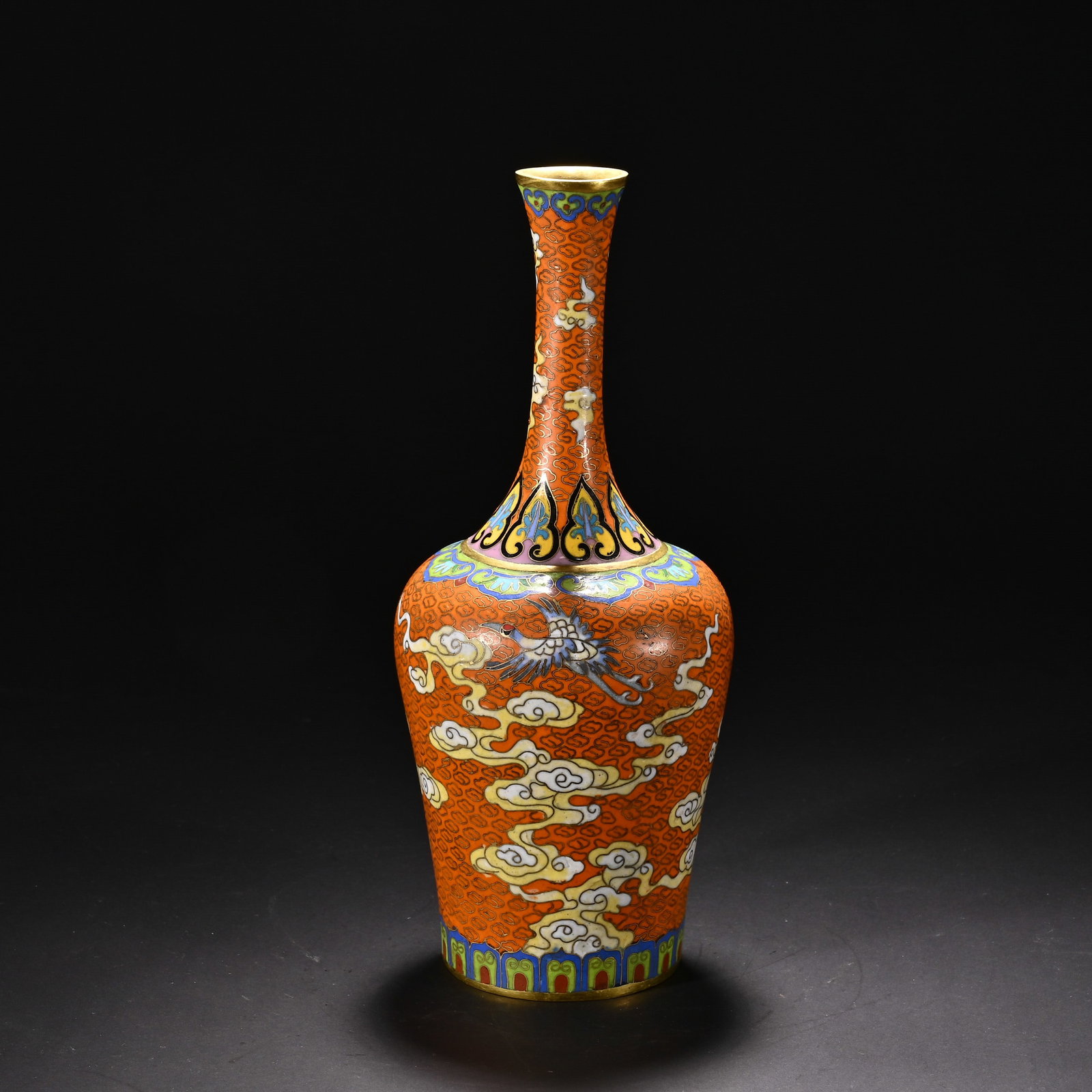 Chinese Gilt Bronze Cloisonne Enamel Crane Vase (1 of 7)
