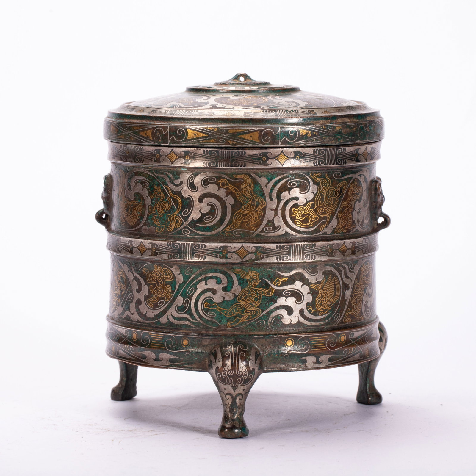 Chinese Gold and Silver Inlaid Bronze Cylindrical Jar (1 of 10)