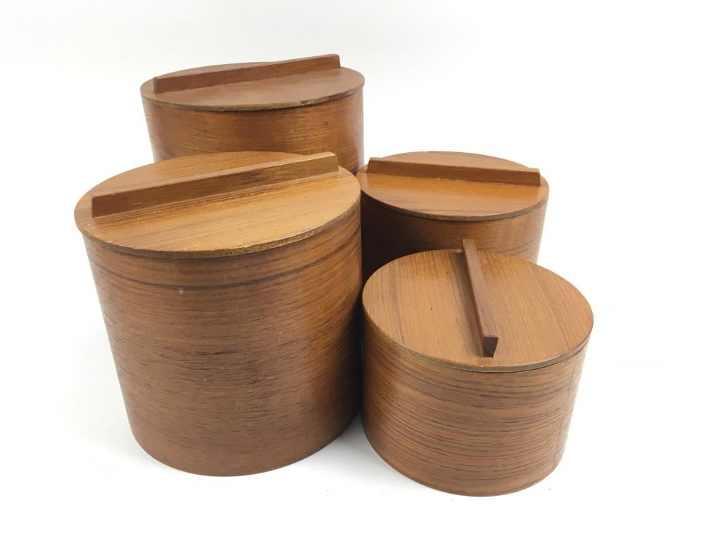 MCM 4pc Teak Nesting Canister Set (Japan) (1 of 7)