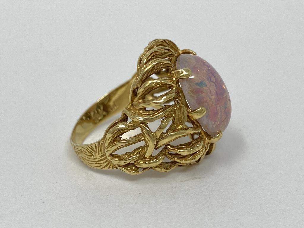 18K Gold Opal Ring Signed "JJ" (1 of 12)
