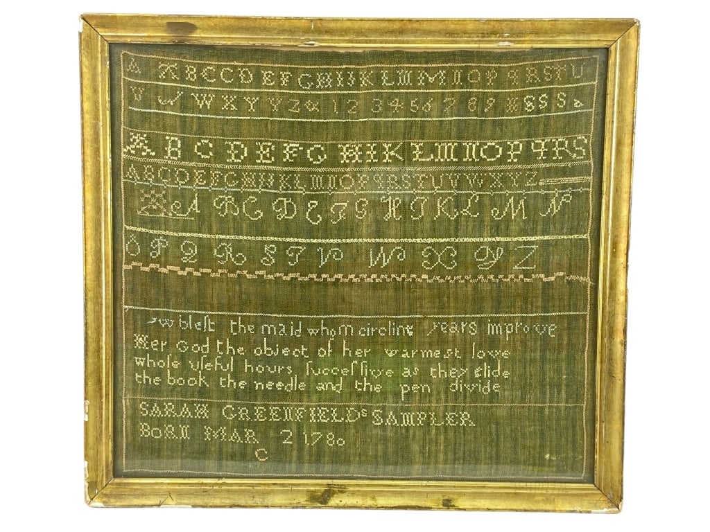 18th Century Needlework Sampler, Sarah Greenfield (1 of 3)