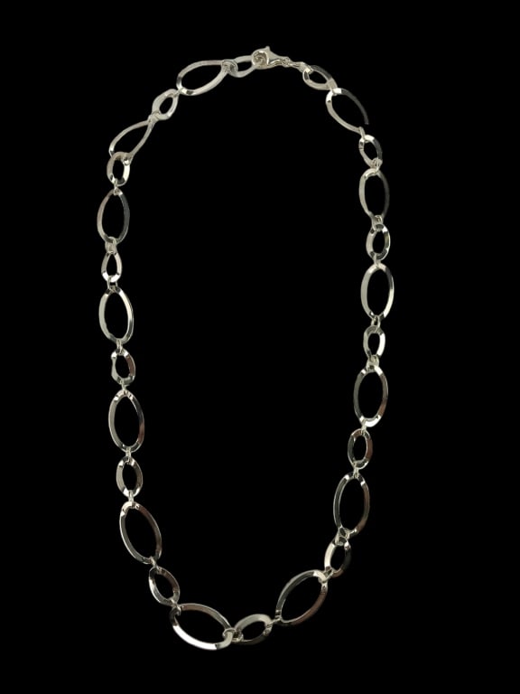MILOR Italy Sterling Silver Link Necklace: 24"L. 18.1 grams. Marked MILOR ITALY 925.