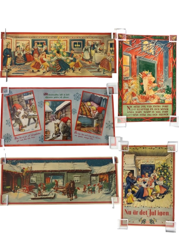 Lot of 5 Vintage Swedish Christmas Posters (1 of 6)