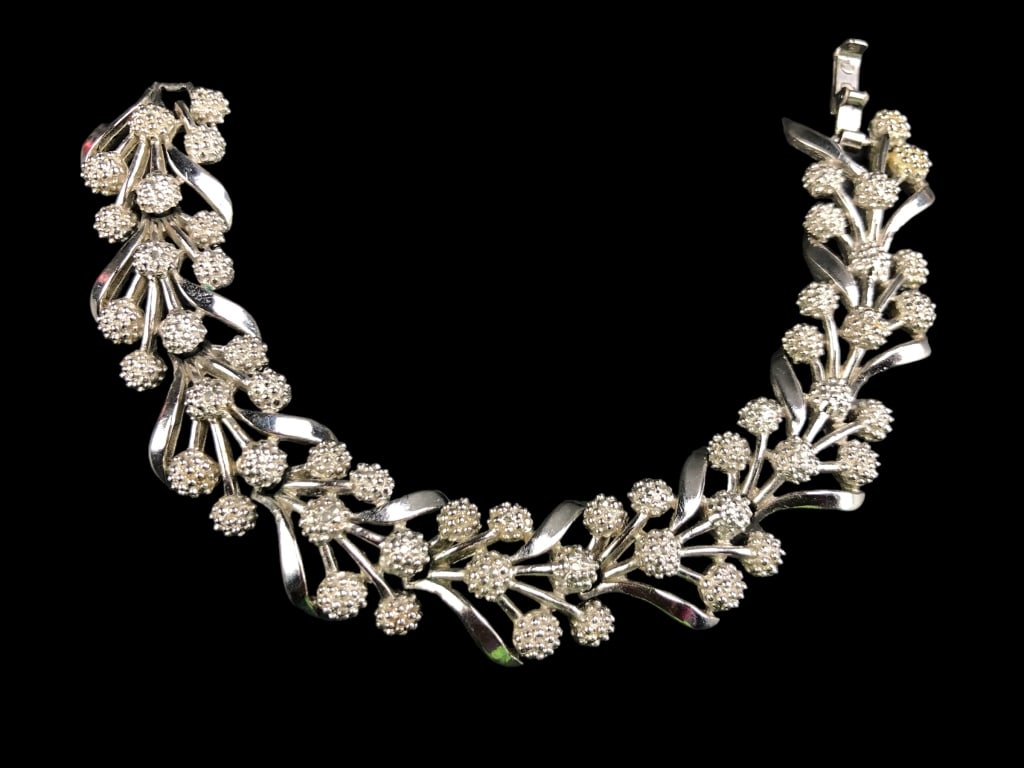 Trifari Silver Tone Bracelet: 6.5" L. Marked Trifari.
