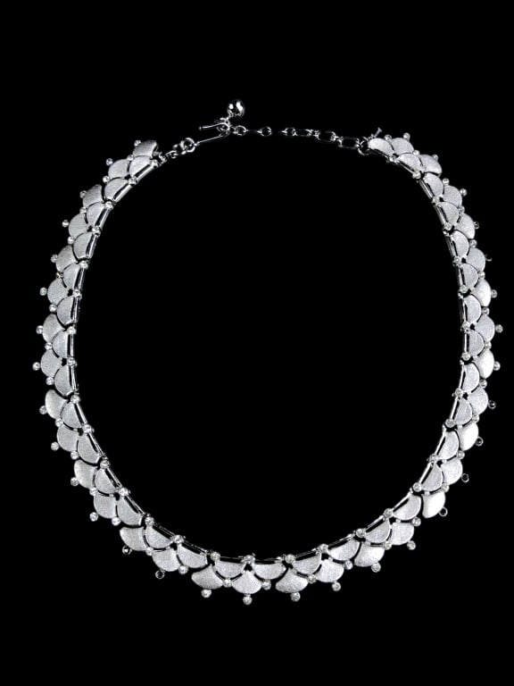 Trifari Silver Tone Choker / Necklace: Marked Trifari on clasp.