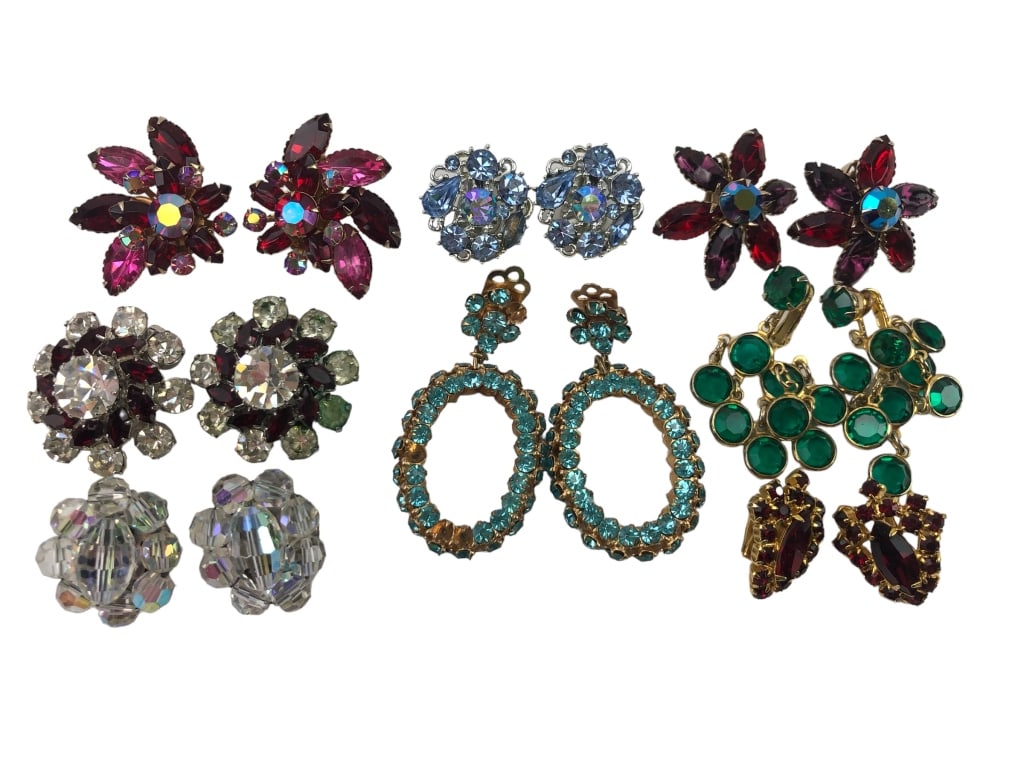 Vintage Rhinestone Earring Lot (1 of 5)