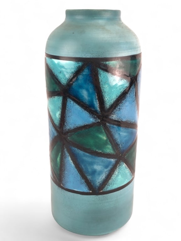 Aldo Londi for Bitossi Vase: 12.5" H. 5.25" diameter.Signed on base. Small chips / loss to the glaze on the top rim.