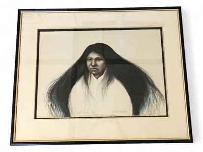 Frank Howell "Lokota Summer" Pencil Signed Litho: 1985. Pencil signed and numbered 44/140. Frame measures 38.25" x 31".L3