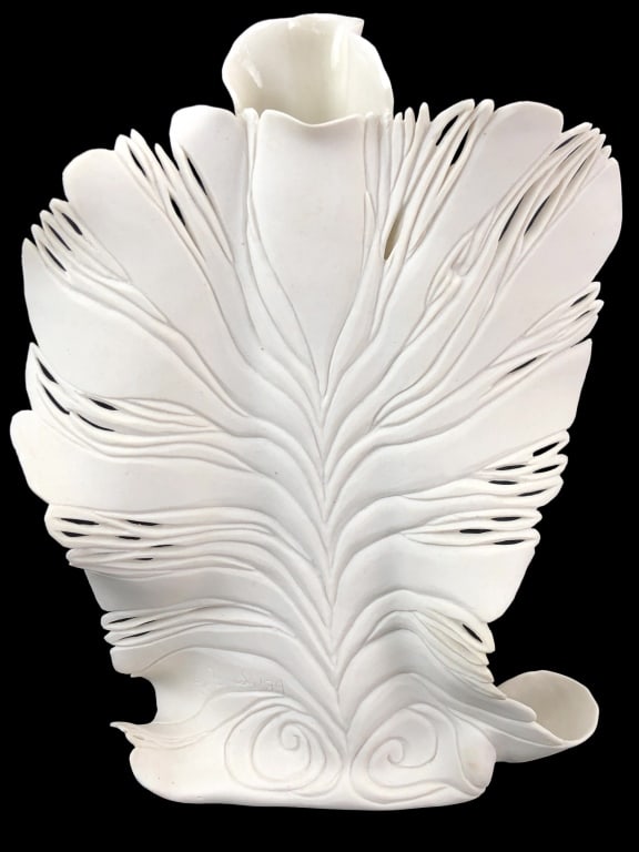 Tom Benesh Signed Porcelain Sculpture 1984: 9"H x 6.5" W. Signed on back.