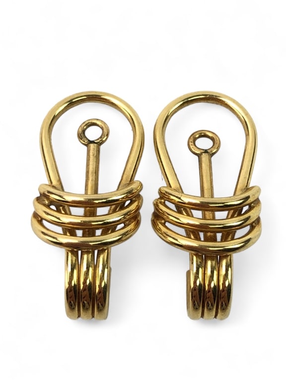 14K Gold J Hook Earrings Jackets: 2.14 grams. Approximately 1" L.