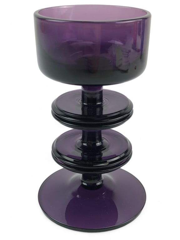 Ronald Stennett Wilson for Wedgwood Double Ring: Purple Candleholder ; 4 3/4" tall with a diameter of 2 1/4"