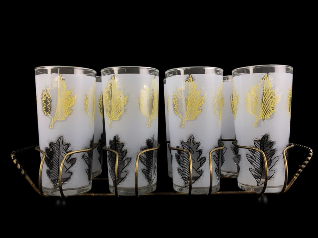 Retro Libbey Glass Barware Glasses & Caddy Set (1 of 7)