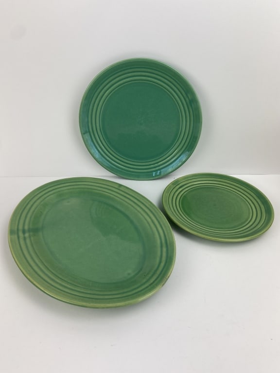 (3) RARE Jade Green  Vtg. 1930s Bauer Ringware (1 of 4)
