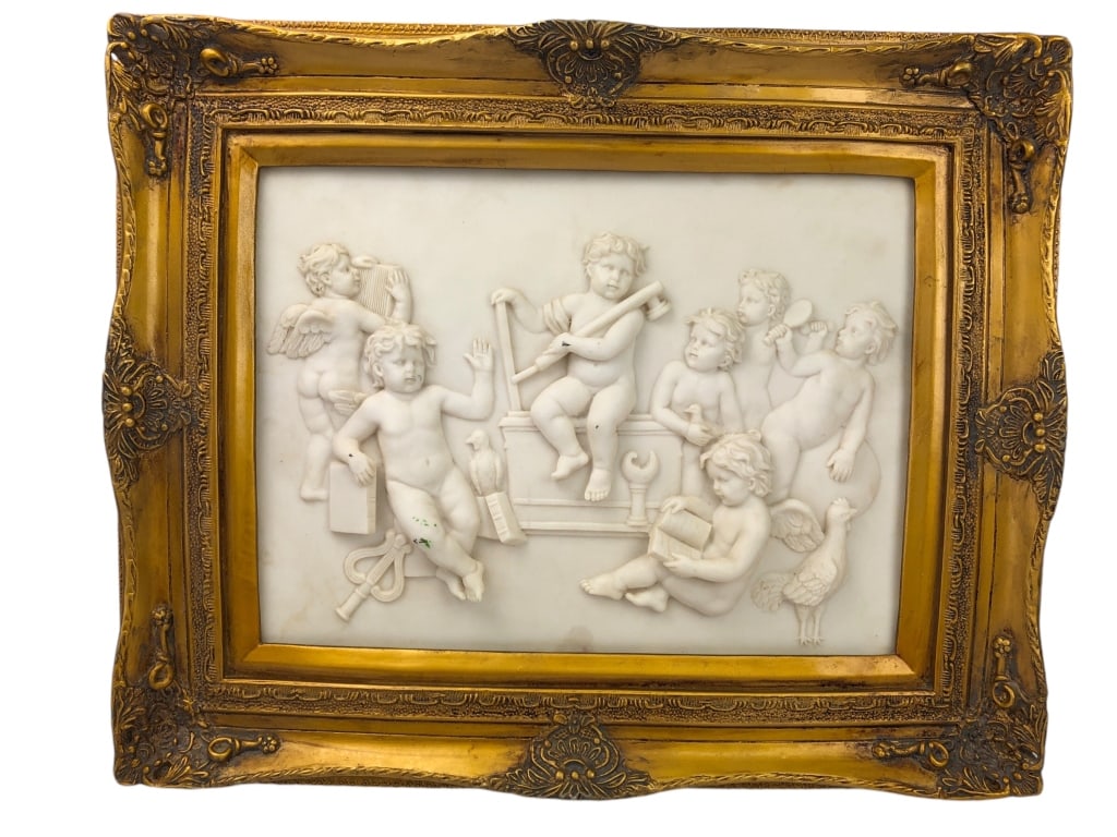 Ceramic Porcelain Cast Plaque of Cherub Relief (1 of 8)