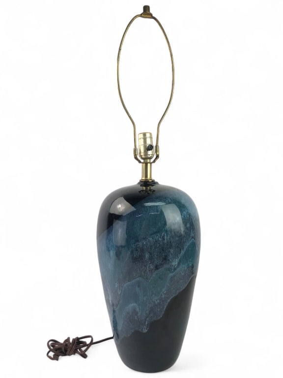 MCM Blue Drip Glaze Lamp (1 of 7)