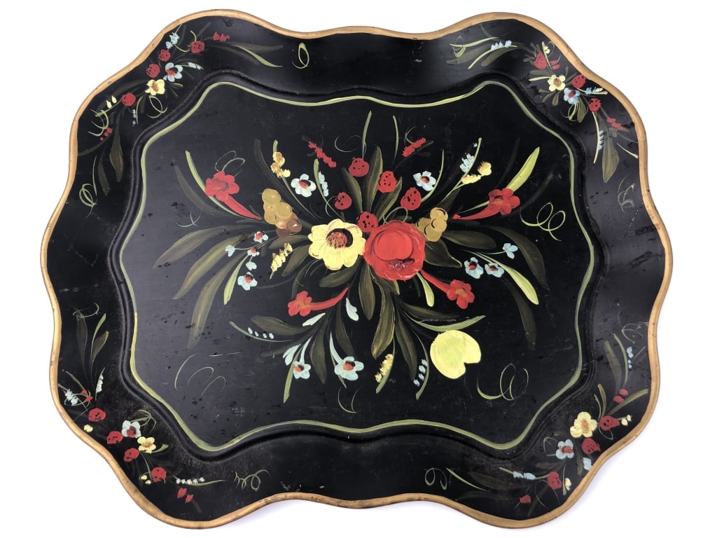 Mary Waldron 1981 Handpainted Metal Tray: 17" x 14"