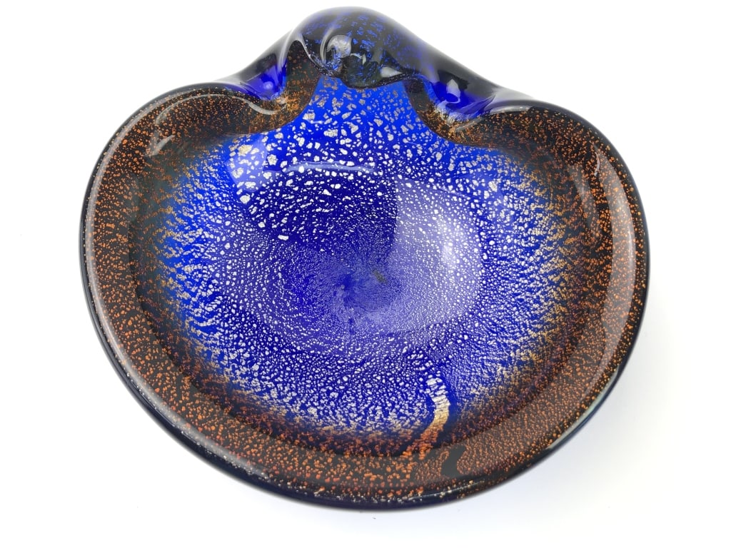 Vintage MCM Murano? Glass Ashtray Art Bowl: 3.5" to top of lip