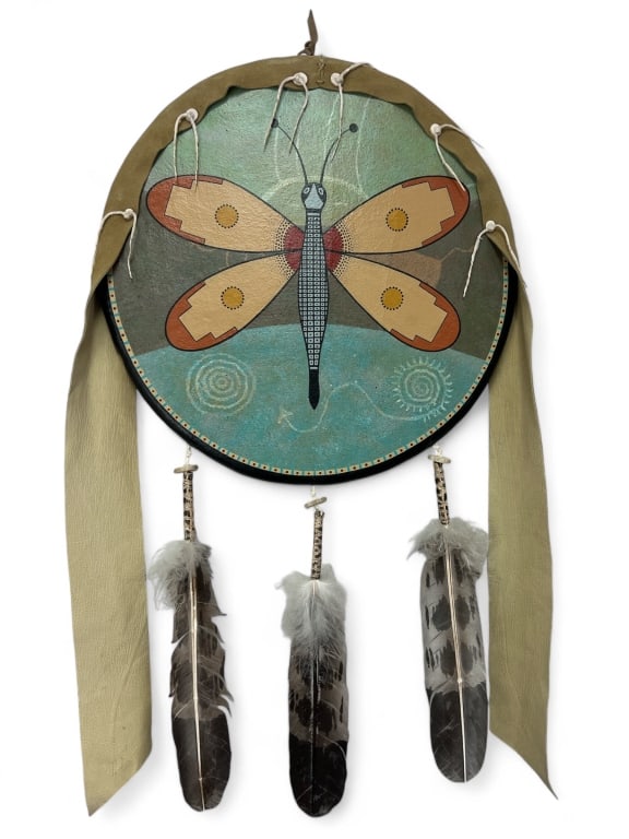 Rulph Aragon Handpainted Zia Pueblo Leather Shield (1 of 7)