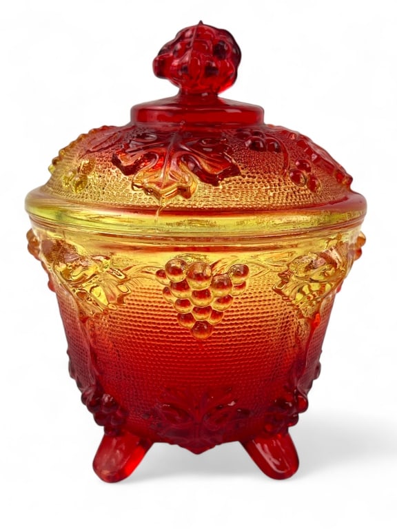 Vintage Amberina Glass Footed Covered Dish (1 of 8)