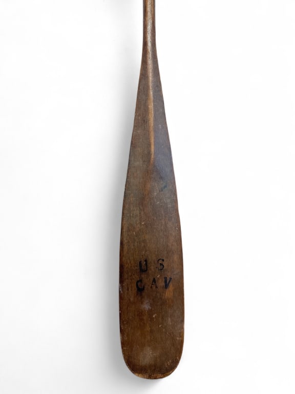Antique US CAV U.S. Calvary Canoe Paddle: Handcrafted wooden. Stamped US CAV. 60 inches length.
