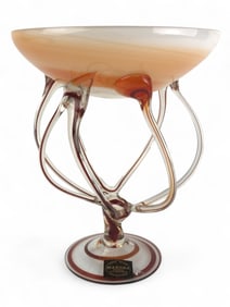 8.5" Makora Orange/White Swirl Jellyfish Dish
