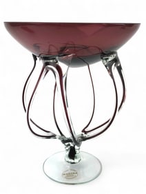 8.5" Makora Amethyst Art Glass Jellyfish Dish