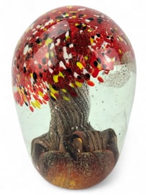 Tree of Life Art Glass Paperweight Sculpture
