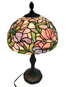 Tiffany Style Pink & Purple Iris Stained Glass