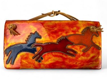 Glazed Clay Horse Folk Art Sign