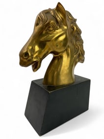 VTG 11.5" Mounted Brass Horse Head Statue