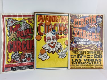 (3) Vintage Circus Advertising Posters