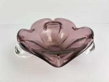 Vintage Art Glass Amethyst & Gold Fleck Glass Bowl