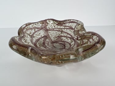 Vintage Murano Amethyst Swirl Glass Candy Dish