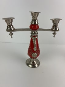 Vintage Moroccan resin & chrome candle holder