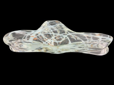 Murano pale blue & gold fleck art glass bowl