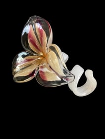 Murano glass gold fleck flower with stem 4.5x6"