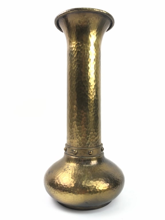 Roycroft 14 7/8-inch Tall Hand-Hammered Brass Vase (1 of 7)