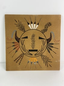 1979 "Sun and Holy Plant" Navajo sand art