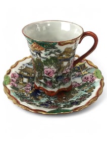 Japanese Kutani(?) Porcelain Cup And Saucer Set