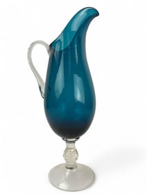 Empoli Blue Glass Handled Pitcher, 13.5´´ Height