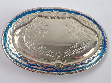 Vintage Silvertone & Turquoise Belt Buckle