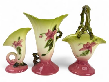 3pc Vintage Hull Vase Set Woodland Design