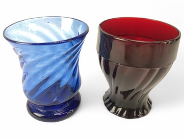 Anchor Hocking Ruby Red Tumbler And Blue Tumbler