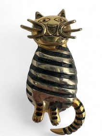 Vintage Metal Cat Pendant Approximately 2.25 Inch