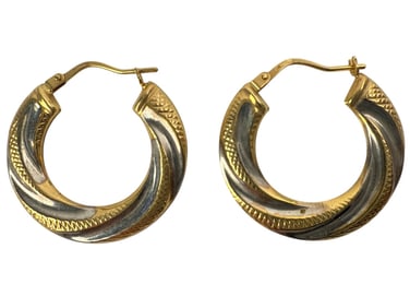 10k Two-Tone Gold Hoop Earrings