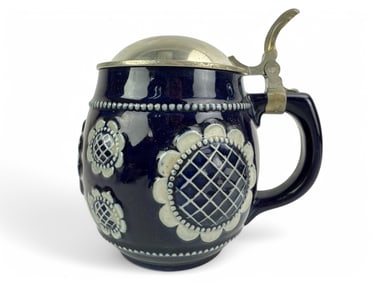Cobalt Blue Vintage Stein w Lid
