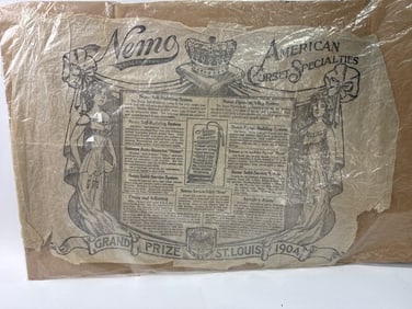 Nemo Corset Ad on Tissue Paper
