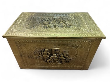 Vintage Embossed Ornate Fireplace Coal Box Tavern